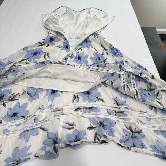 Lulus Zahara Blue White Floral Cotton Sleeveless Midi Dress Size SMALL - Picture 8 of 11